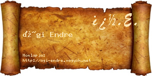 Ági Endre névjegykártya